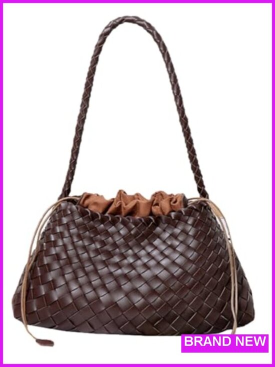 Handbags - Suede Woven Hobo Bucket Purse Underarm Shoulder Bag Tote Handbag Clutch